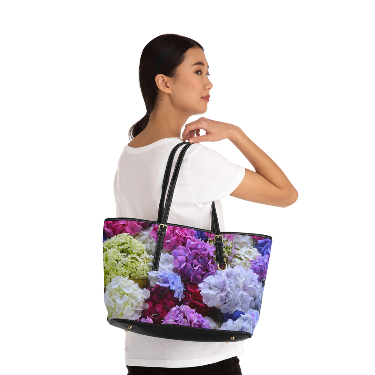 Hydrangea Bloom -- PU Leather Shoulder Bag