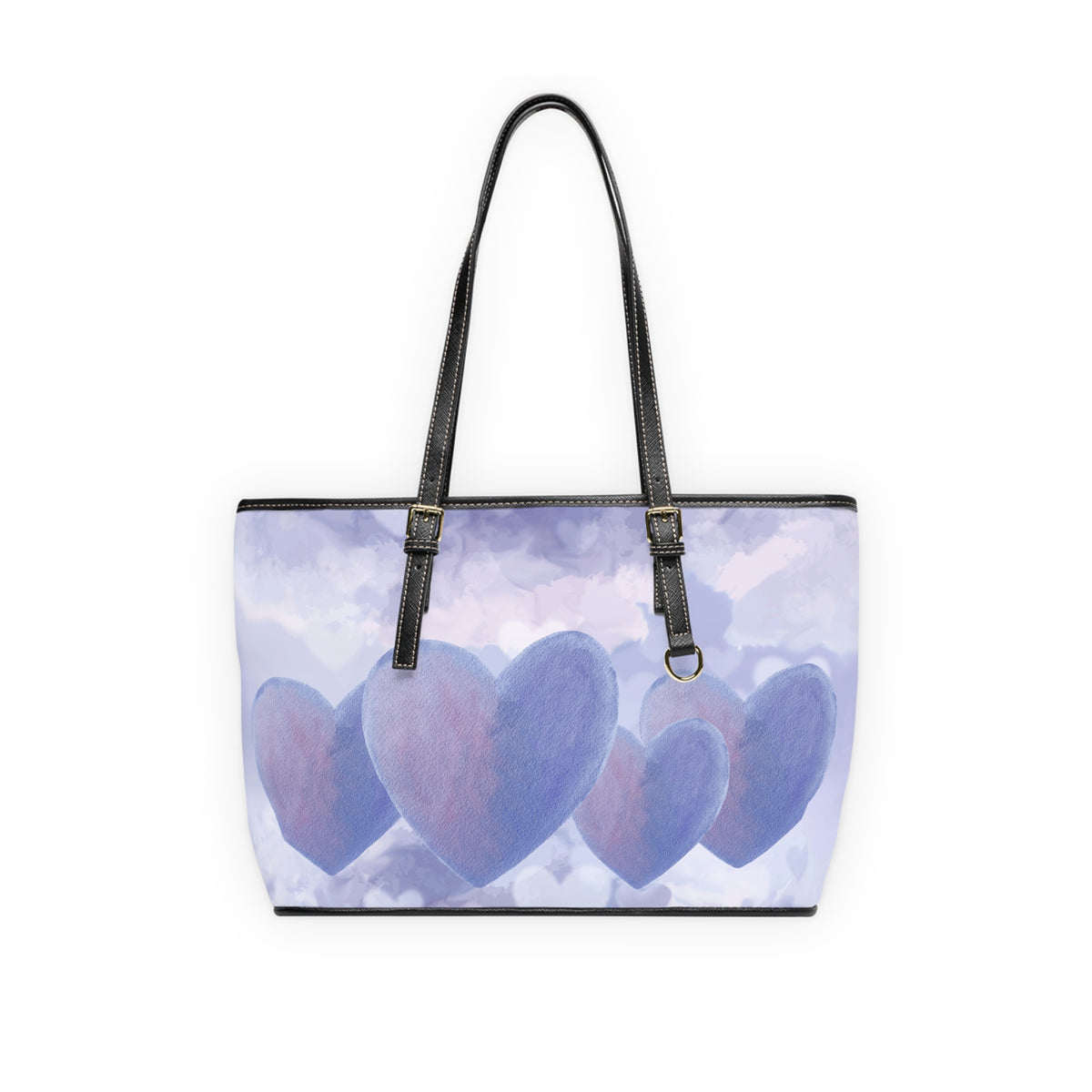 Lavender Blue Heart PU Leather Shoulder Bag