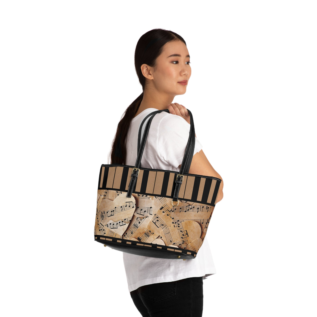 Music Sheet PU Leather Shoulder Bag