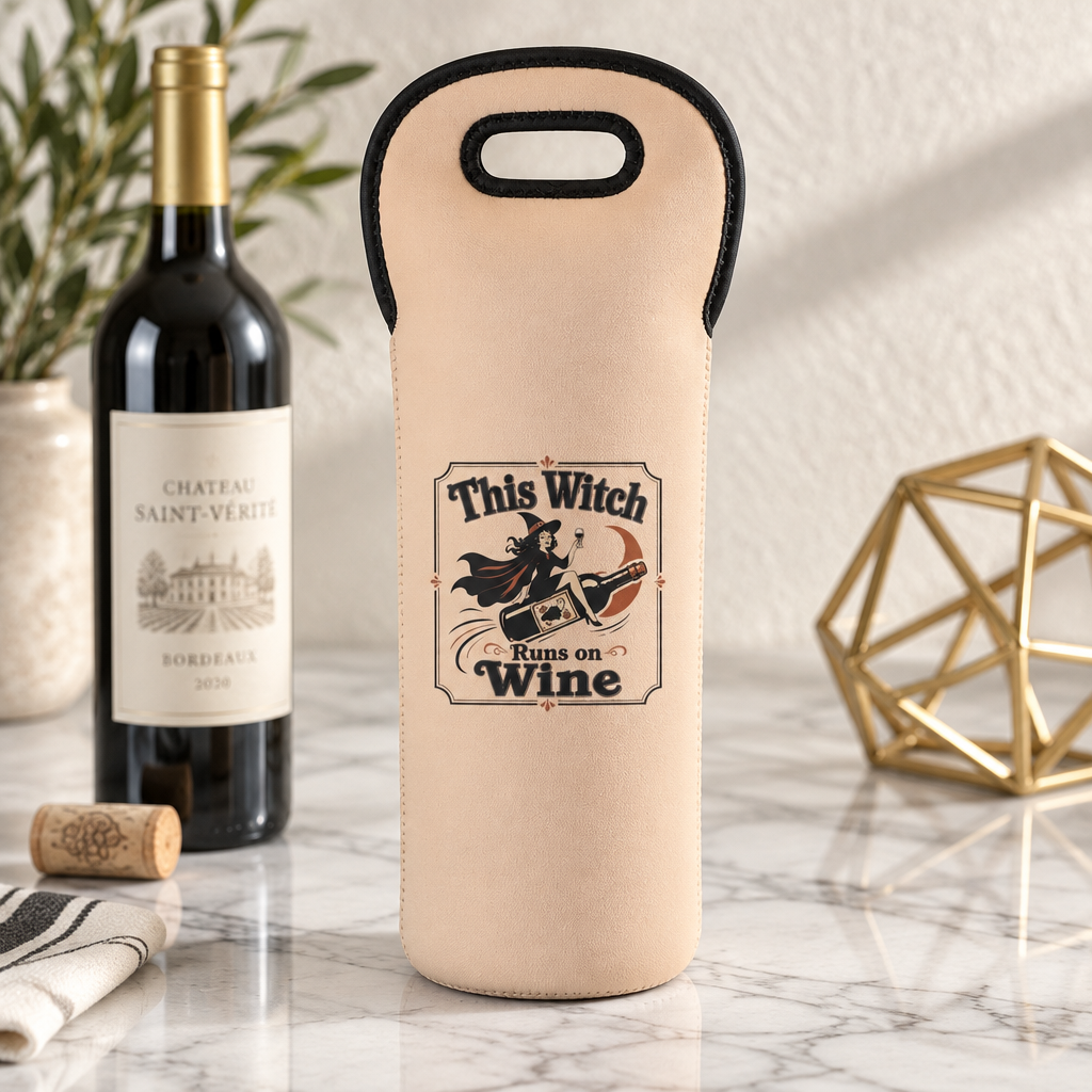 Wine Tote — "This Witch Runs on Wine" Halloween Bottle Carrier