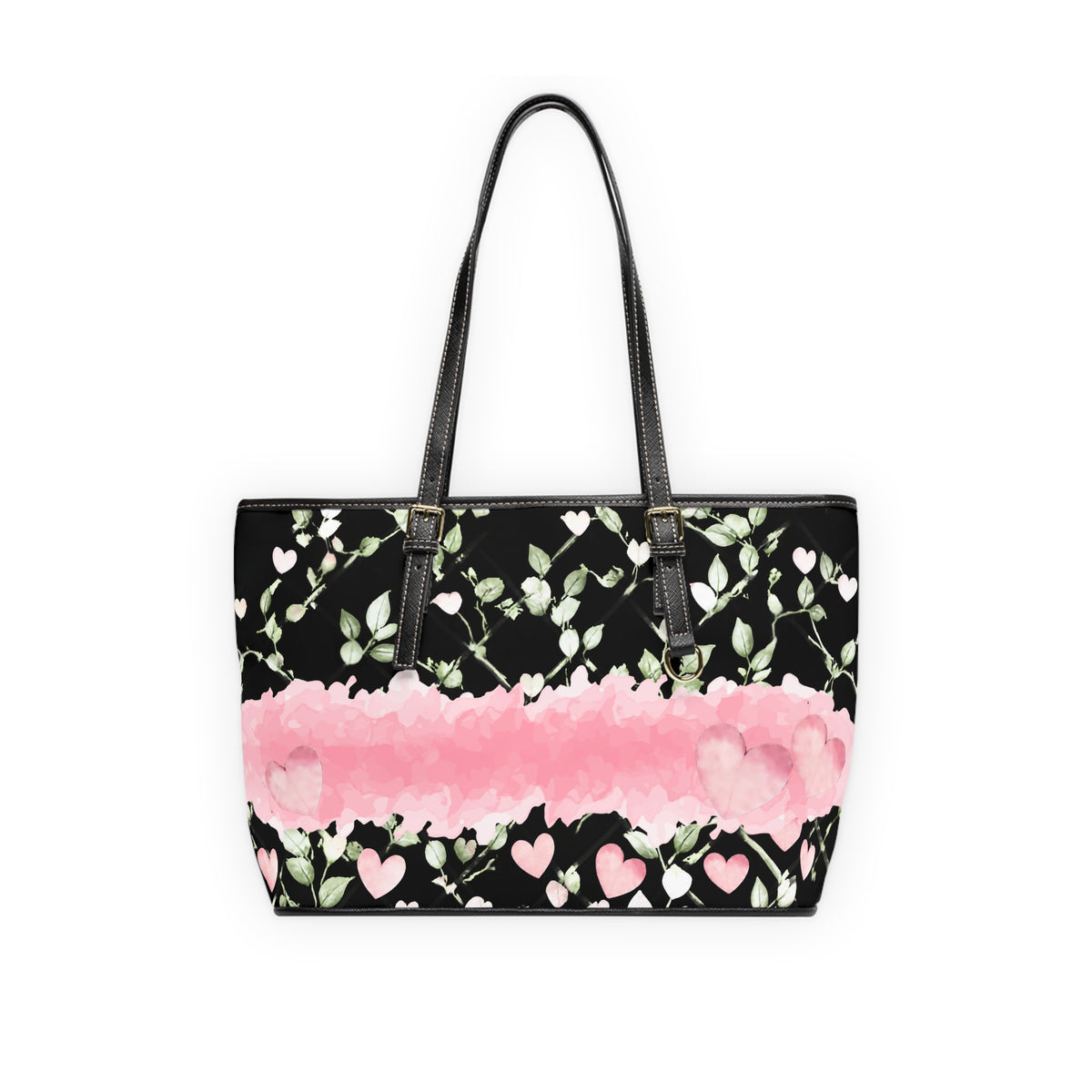 Romantic Floral Heart Print PU Leather Shoulder Bag