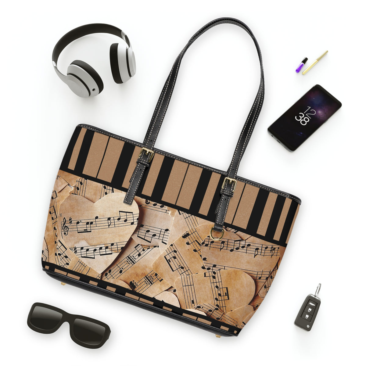 Music Sheet PU Leather Shoulder Bag