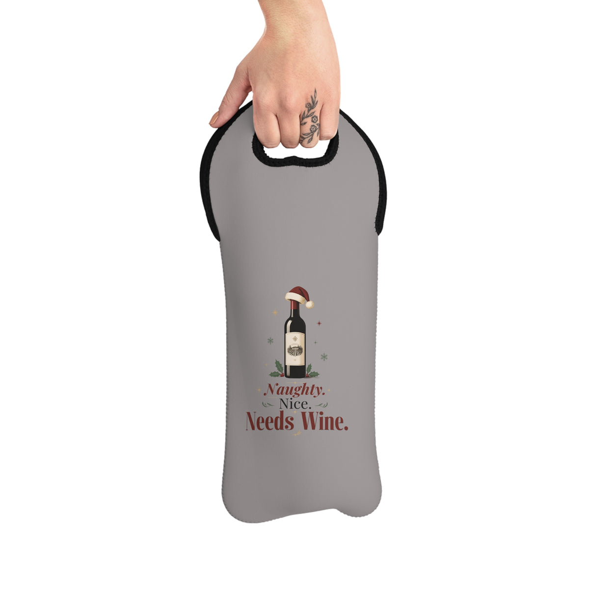 Naughty Nice Needs Wine Wine Tote Bag | Christmas Gift Design