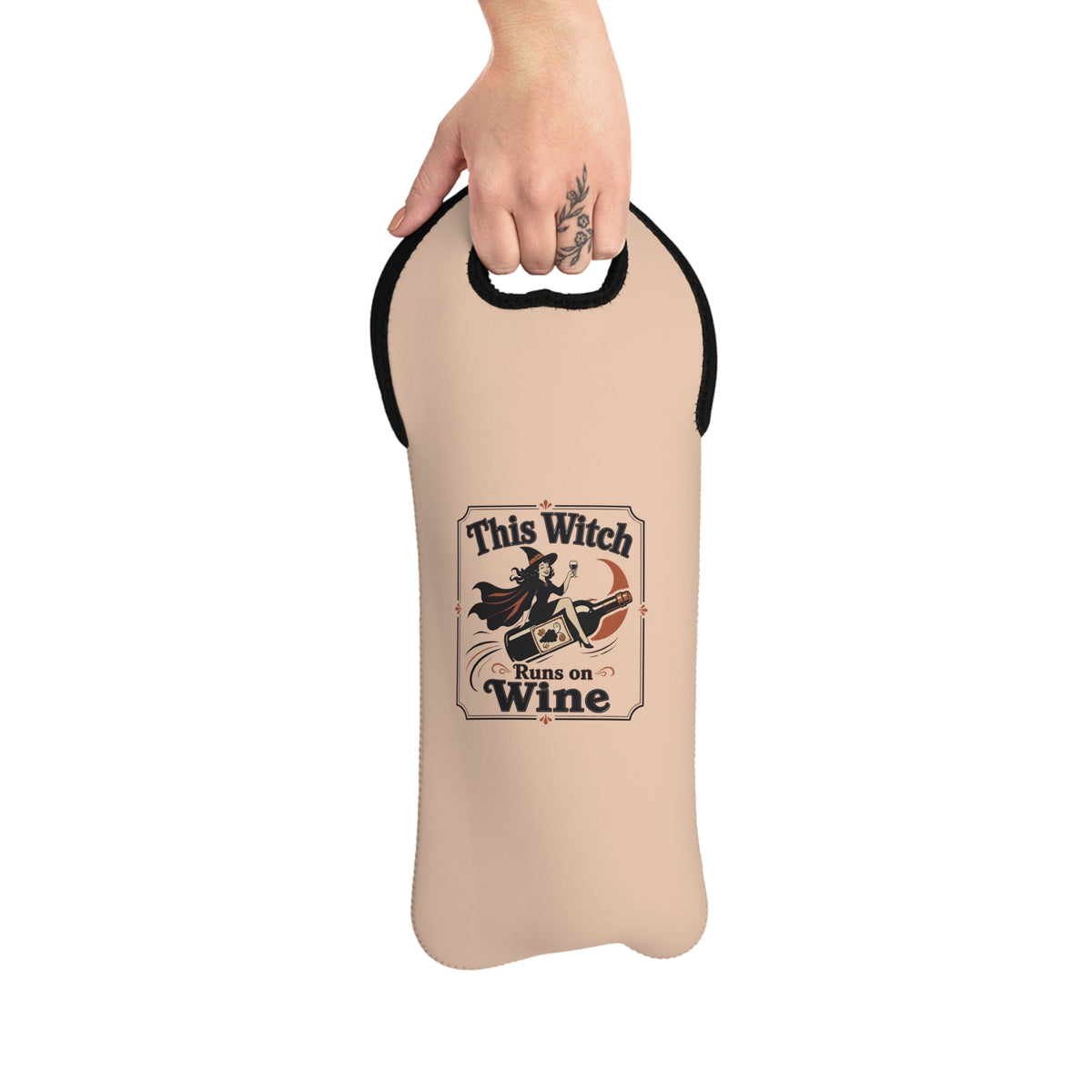 Wine Tote — "This Witch Runs on Wine" Halloween Bottle Carrier