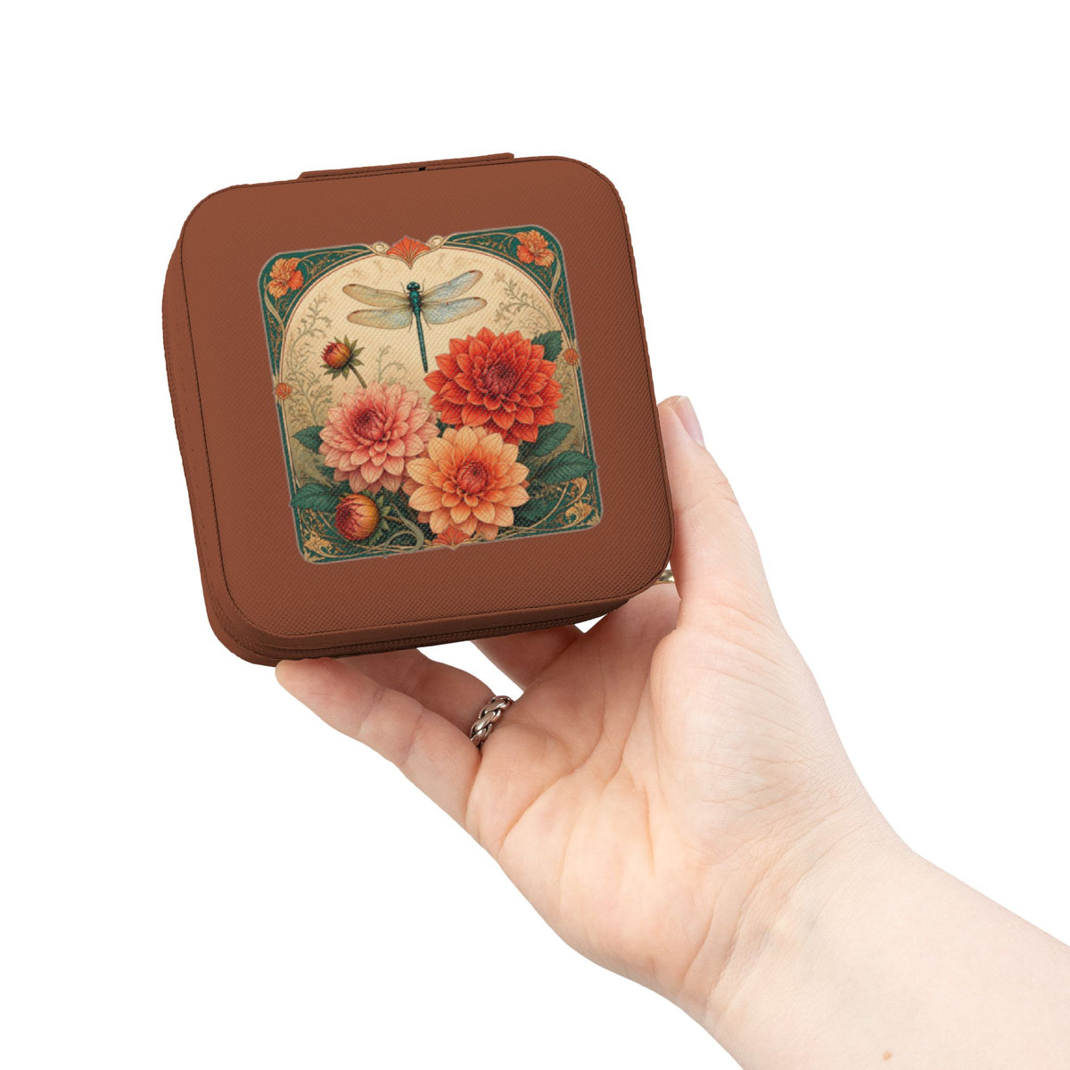 Floral Dragonfly Jewelry Travel Case