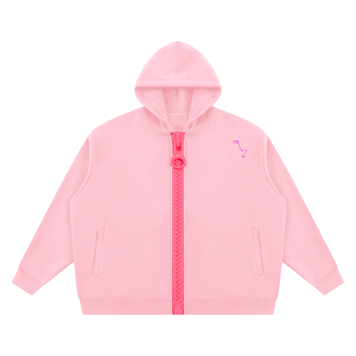 Unisex Oversized Fleece Chunky-Zip Hoodie