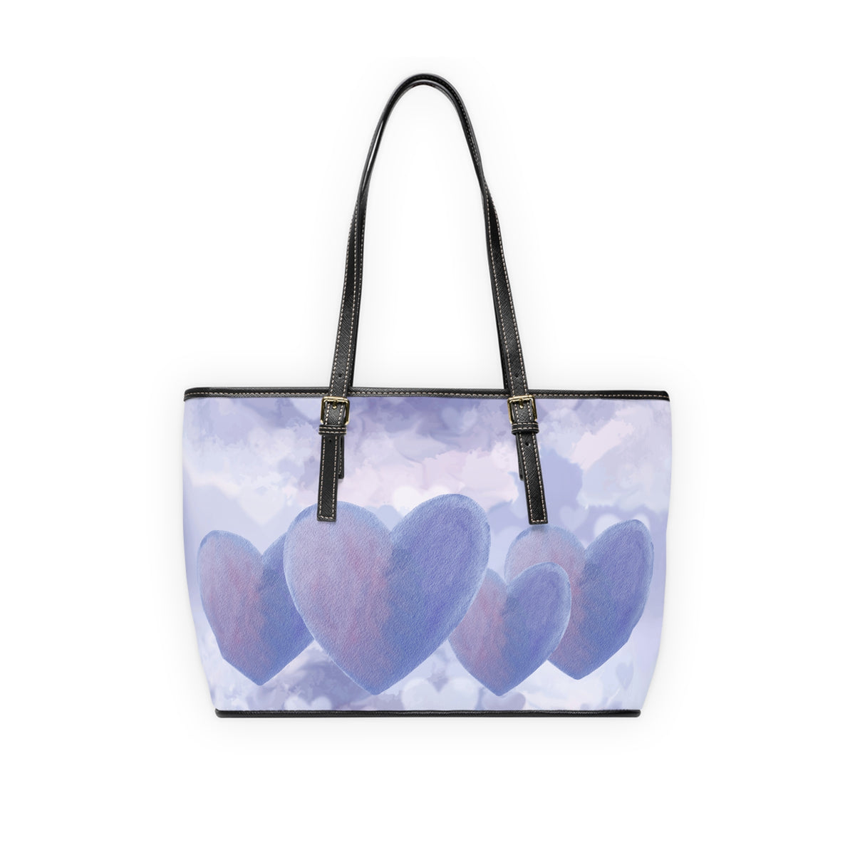 Lavender Blue Heart PU Leather Shoulder Bag