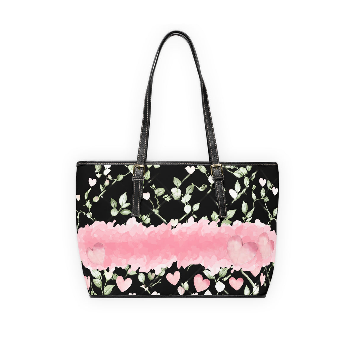 Romantic Floral Heart Print PU Leather Shoulder Bag