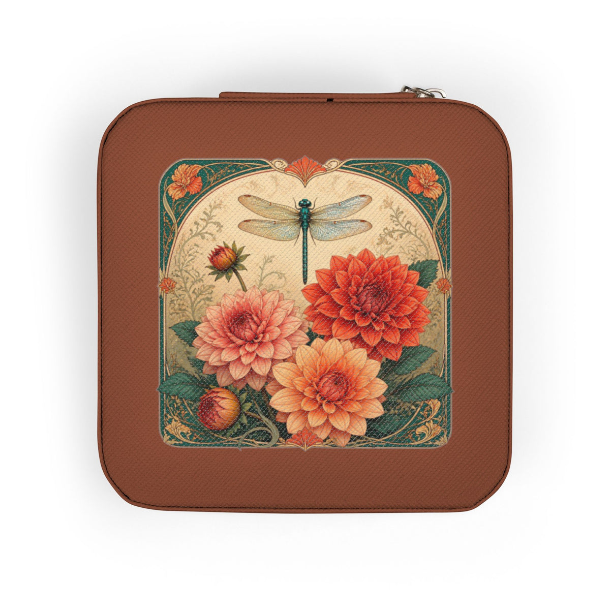 Floral Dragonfly Jewelry Travel Case
