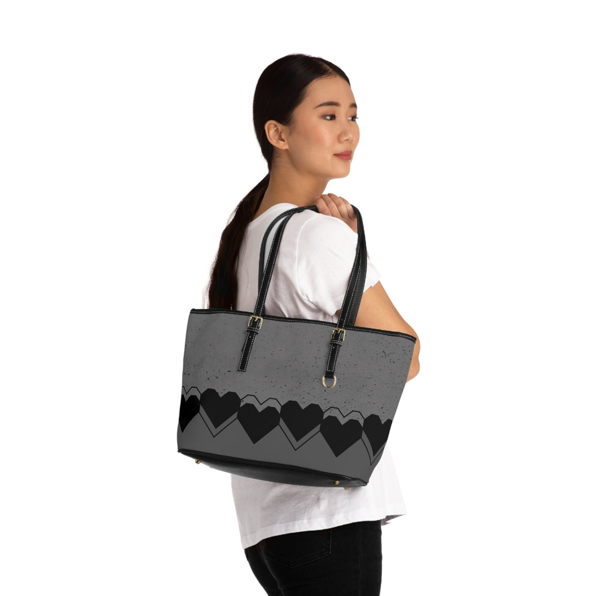 Heart Pattern PU Leather Shoulder Bag