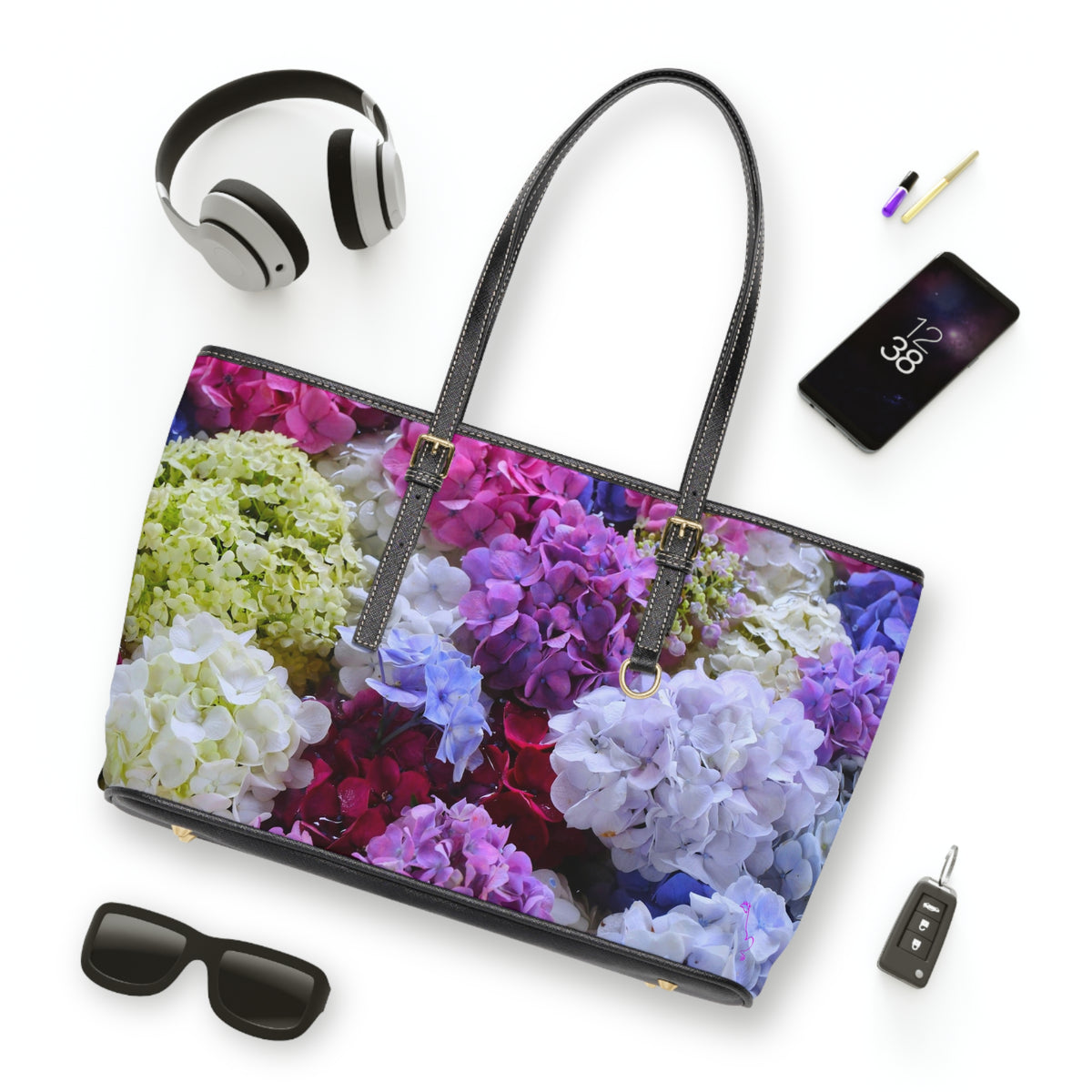 Hydrangea Bloom -- PU Leather Shoulder Bag