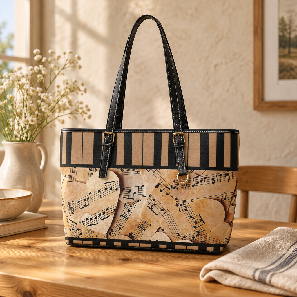 Music Sheet PU Leather Shoulder Bag