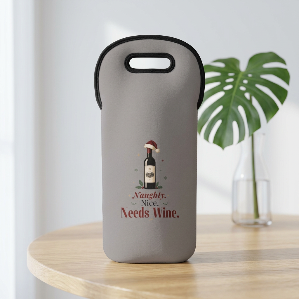 Naughty Nice Needs Wine Wine Tote Bag | Christmas Gift Design
