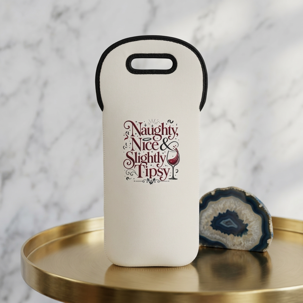 Wine Tote — "Naughty, Nice & Slightly Tipsy" Holiday Wine Bag