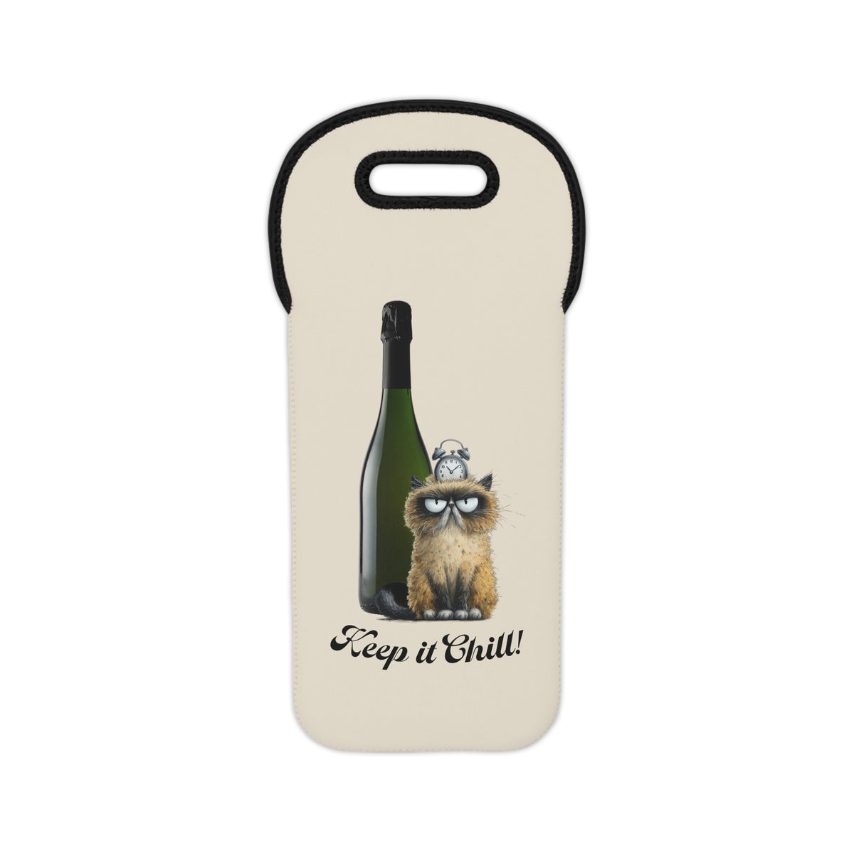 Keep It Chill Cat Wine Tote Bag | Bottle Carrier, Neoprene Insulated