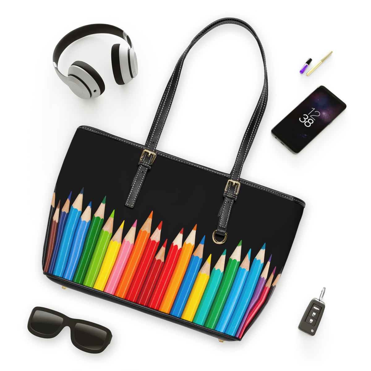 Colorful Colored Pencils Print Tote Bag |  Art Supplies
