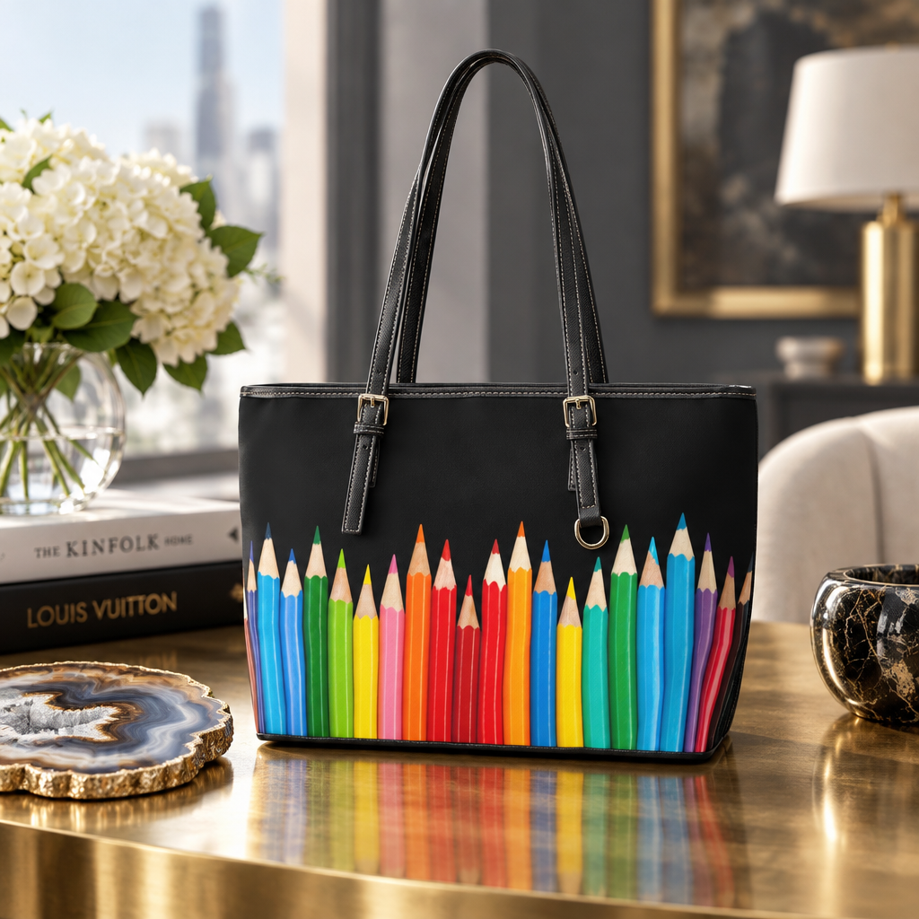 Colorful Colored Pencils Print Tote Bag |  Art Supplies